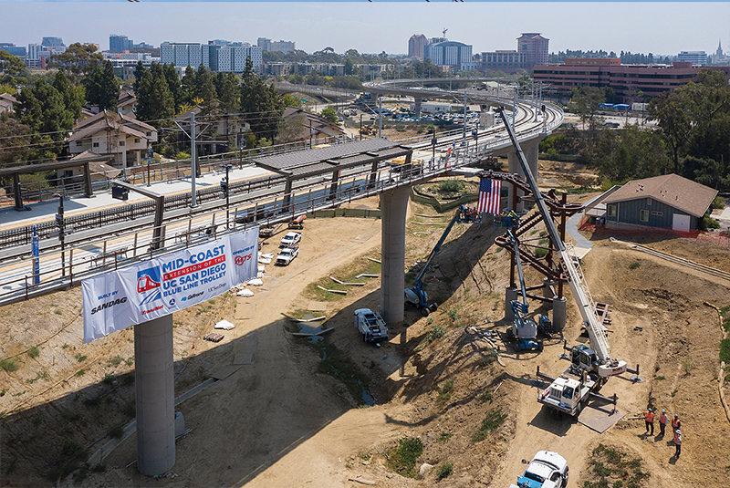 Installation of the final major steel structure UC San Diego Campus Station (September 8, 2021)